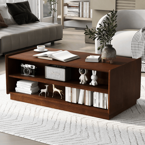 Modern Rectangle Coffee Table with 4 Drawers and 2 Display