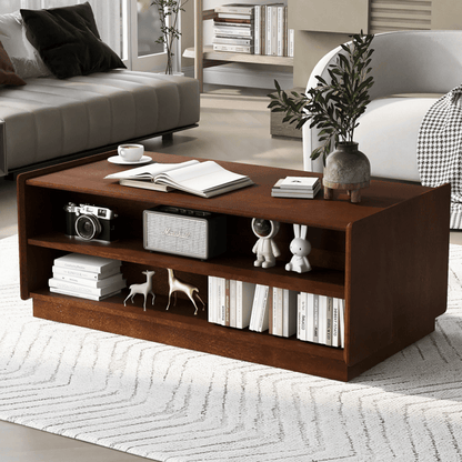 Modern Rectangle Coffee Table with 4 Drawers and 2 Display