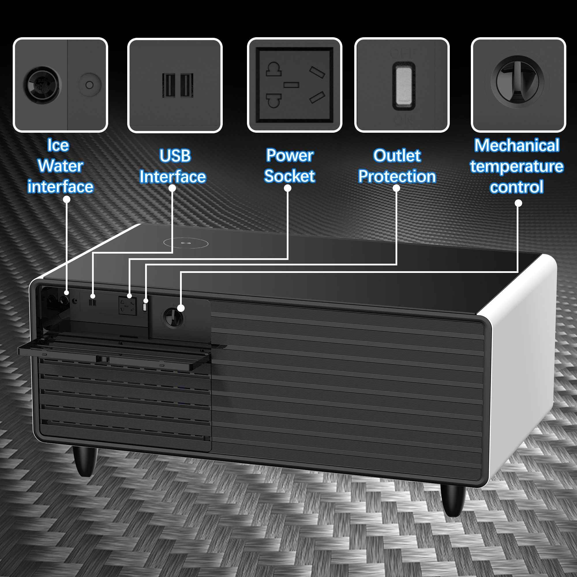 Modern Smart mini Coffee Table with Built in Fridge