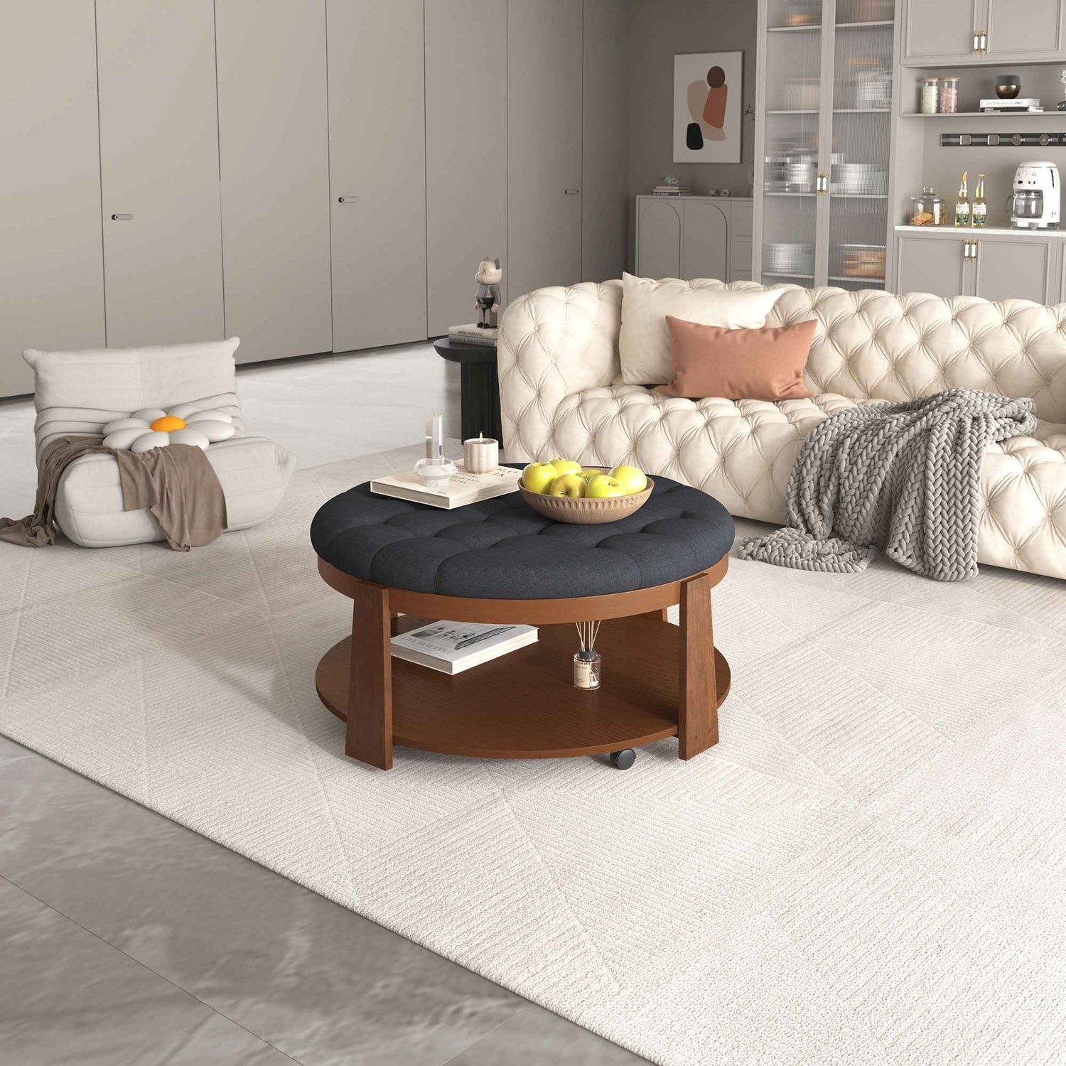 Modern Large Round Ottoman Coffee Table