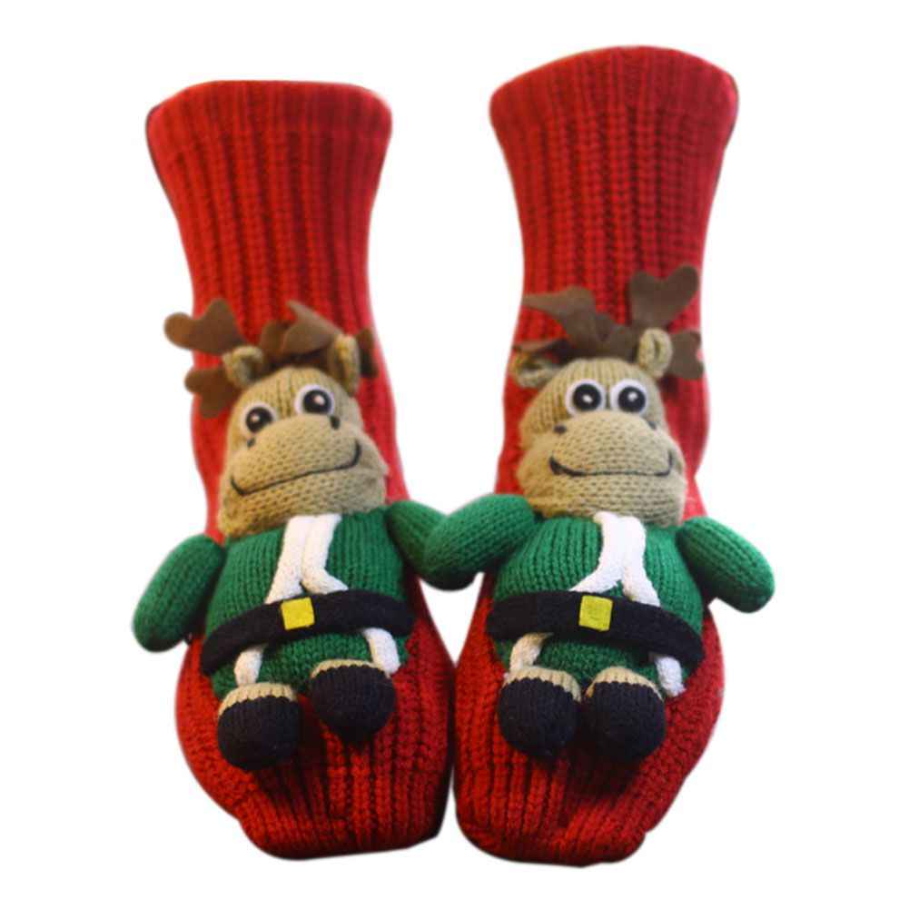 Novelty Handmade Elk Knit Slipper Socks Non-slip