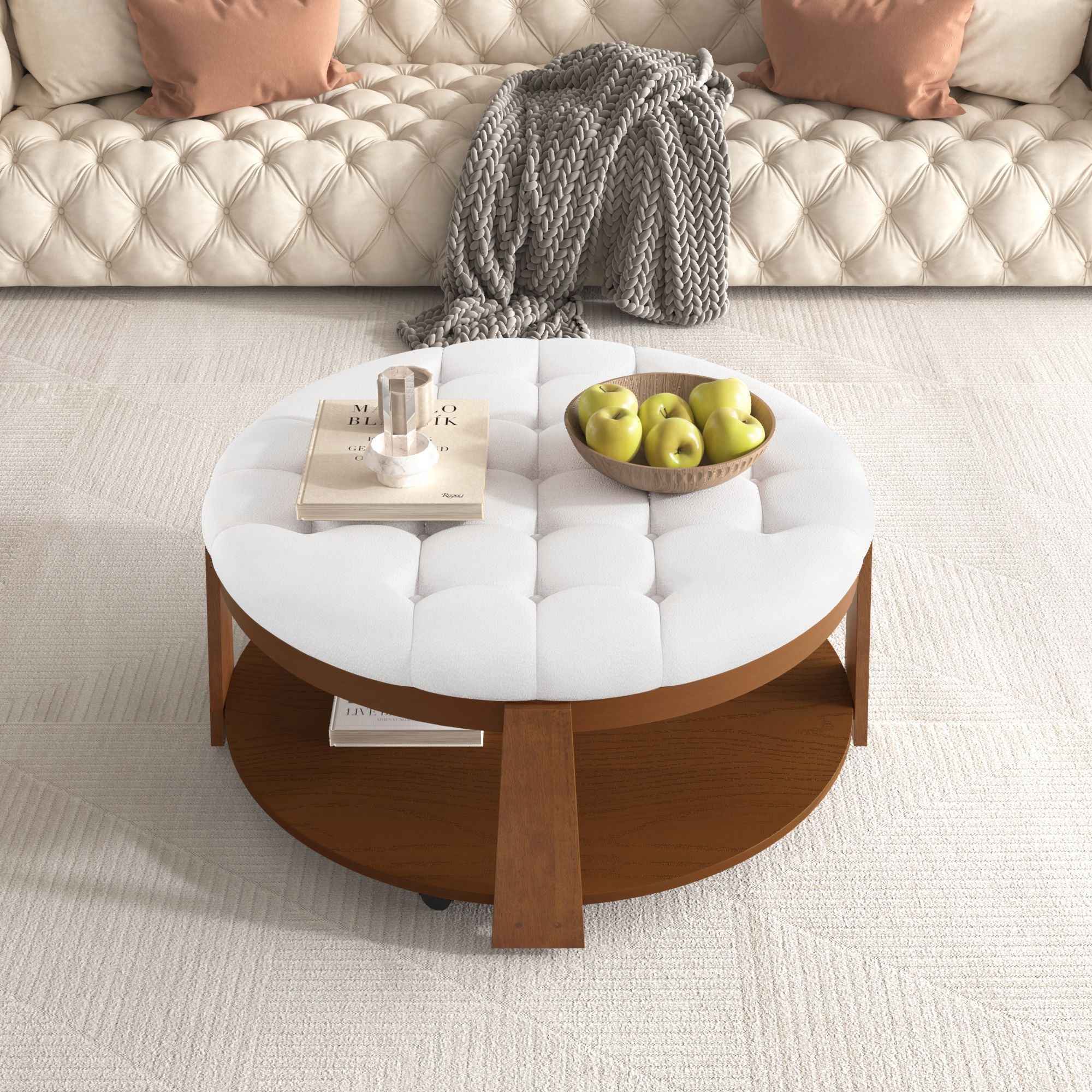 Modern Large Round Ottoman Coffee Table