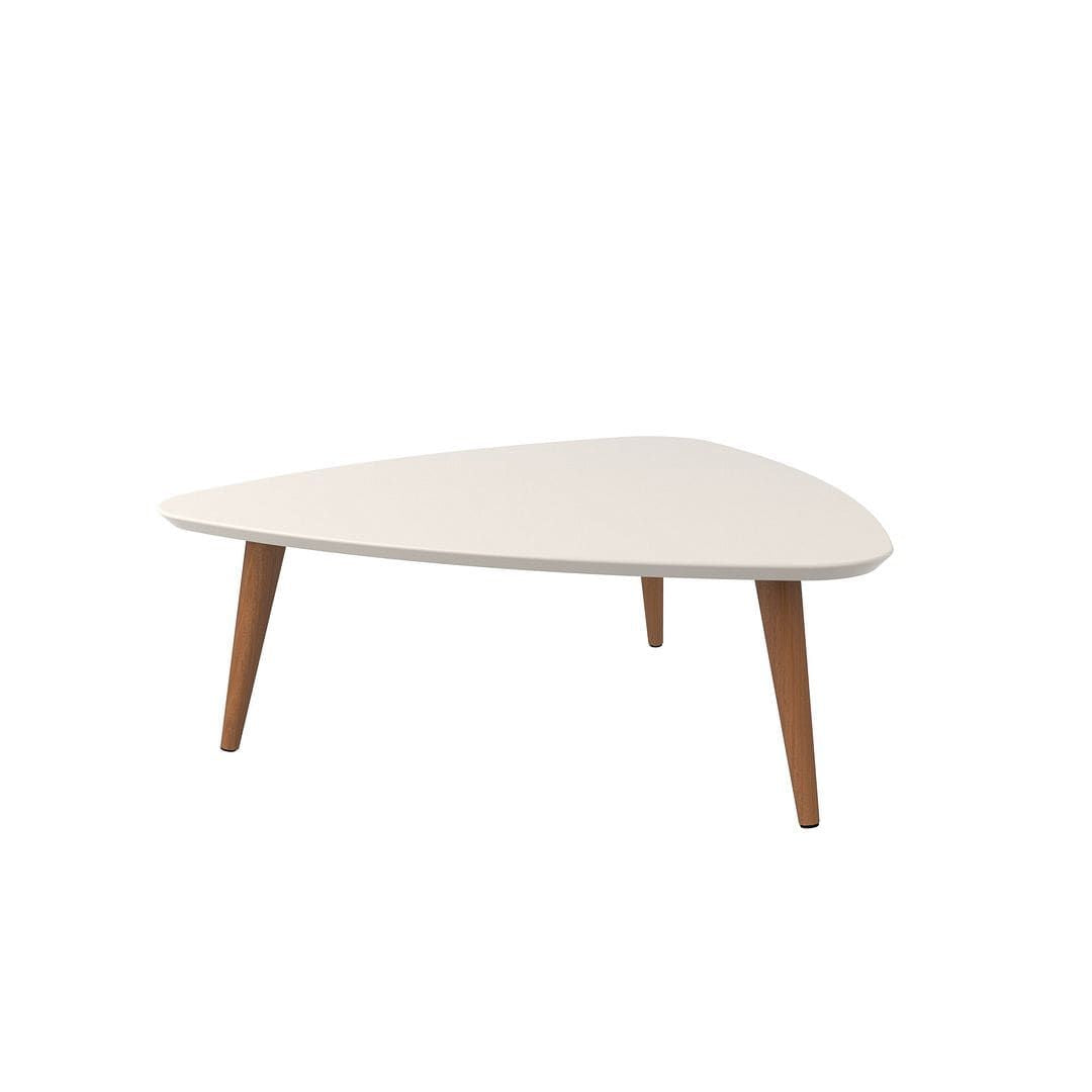  Coffee Table with Splayed Legs in Off White and Maple Cream