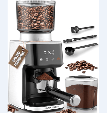 PSCG018 Professional tapered burr coffee grinder 51 gear adjustment powder mesh IMD Touch control Taper unburr electric coffee grinding bean bin 350g powder bin 150g LED