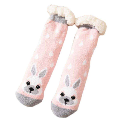 Pink Rabbit Winter Thick Plush Socks Women Warm Indoor Floor
