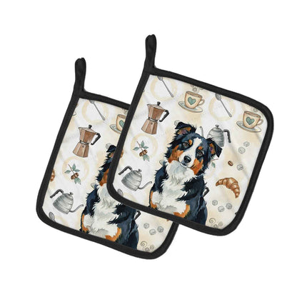 Black American Shepherd Coffee Bar Pair of Pot Holders Pair