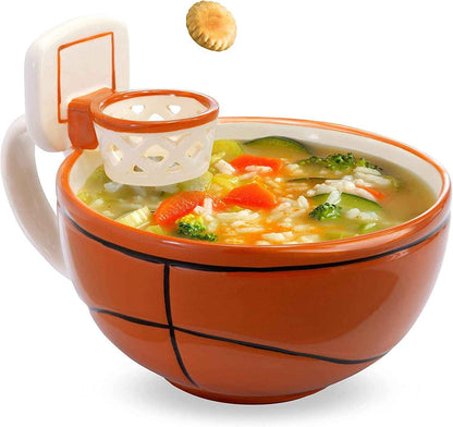 The Mug with a Hoop | Ceramic Coffee &amp; Hot Chocolate Mug;  Cereal;  Soup Bowl | 16OZ Cup | Best Novelty Gift Idea for Coaches;  Dad;  Mom;  Kids;  Birthday;  Basketball &amp; All Sport Lovers
