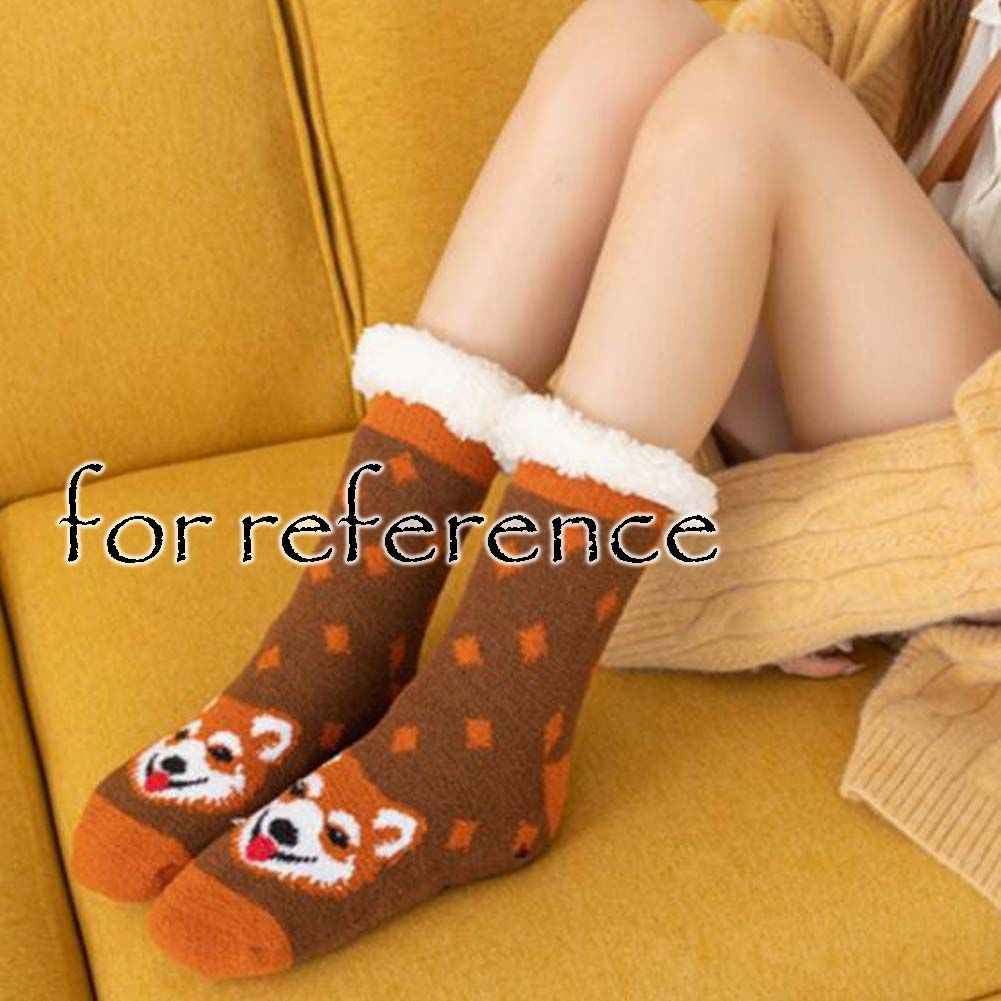  Brown Fox Winter Thick Plush Socks Women Warm Indoor Floor 