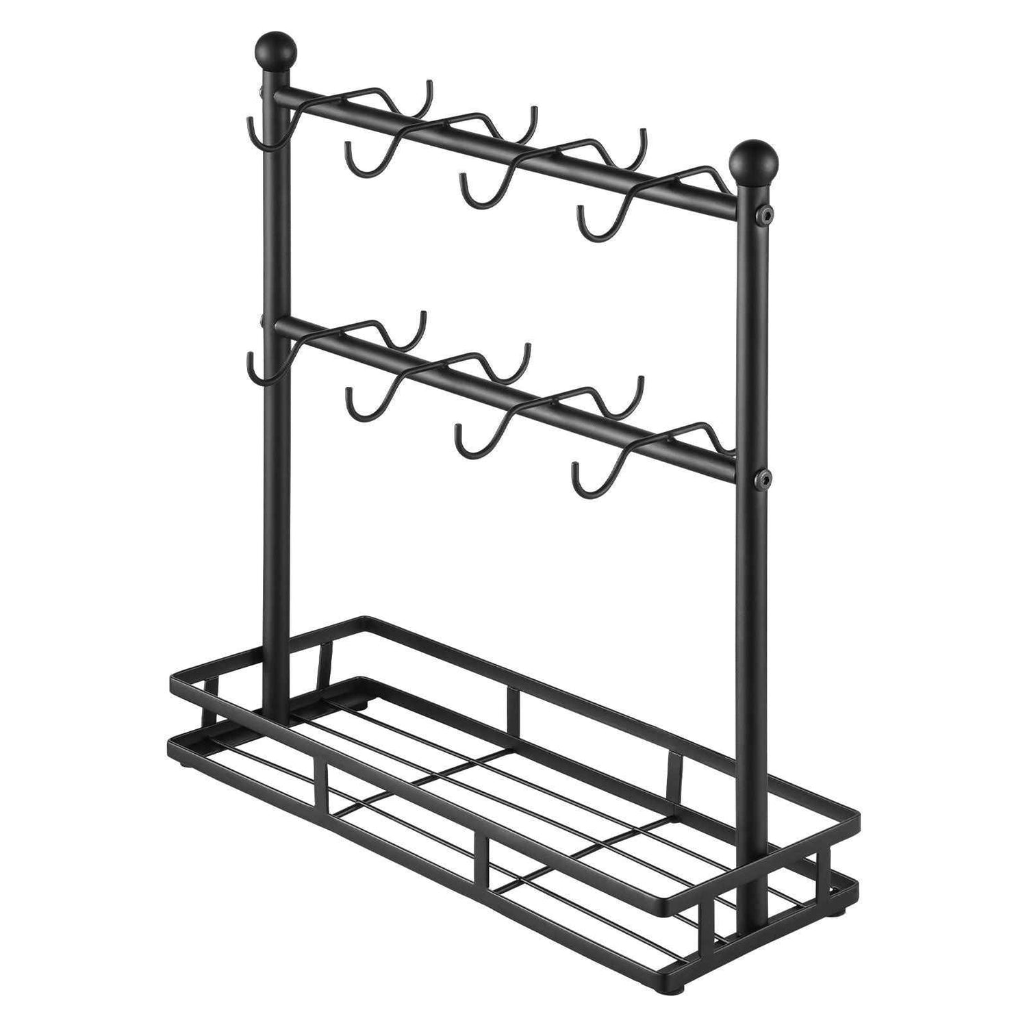 Coffee Mug Holder for Countertop 16 Hooks Cup Rack with Storage Base Organizer