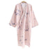 Pink Bamboo Kimono Pajamas Robe Women Long Cotton 