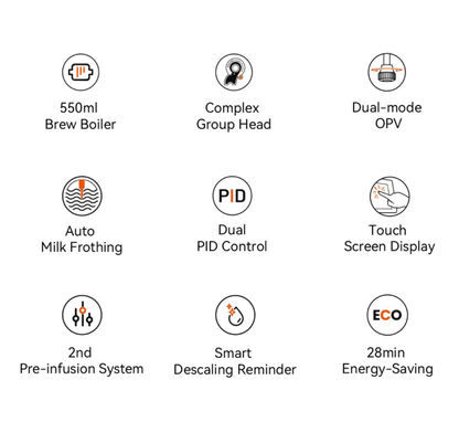 PSG3028A American-style espresso machine, semi-automatic coffee maker with 1450W power and 15Bar espresso extraction. Features ULKA high-pressure pump, 1.7L water tank, ivory white finish, steam mil