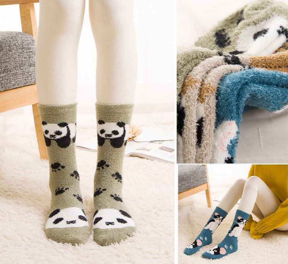 Cute Animal Pattern Cozy Warm Plush Slipper Socks 