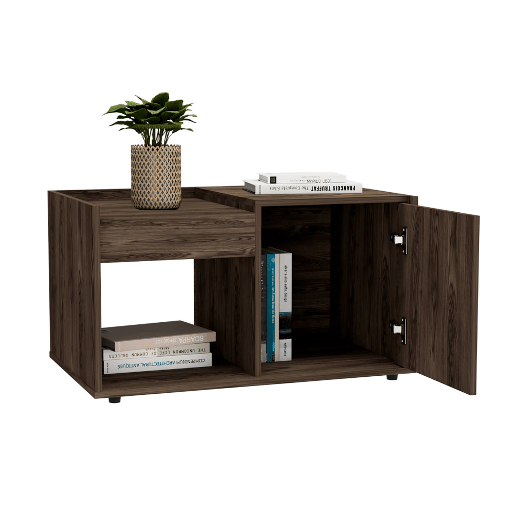 Ambar Coffee Table, One Open Shelf, Single Door Cabinet