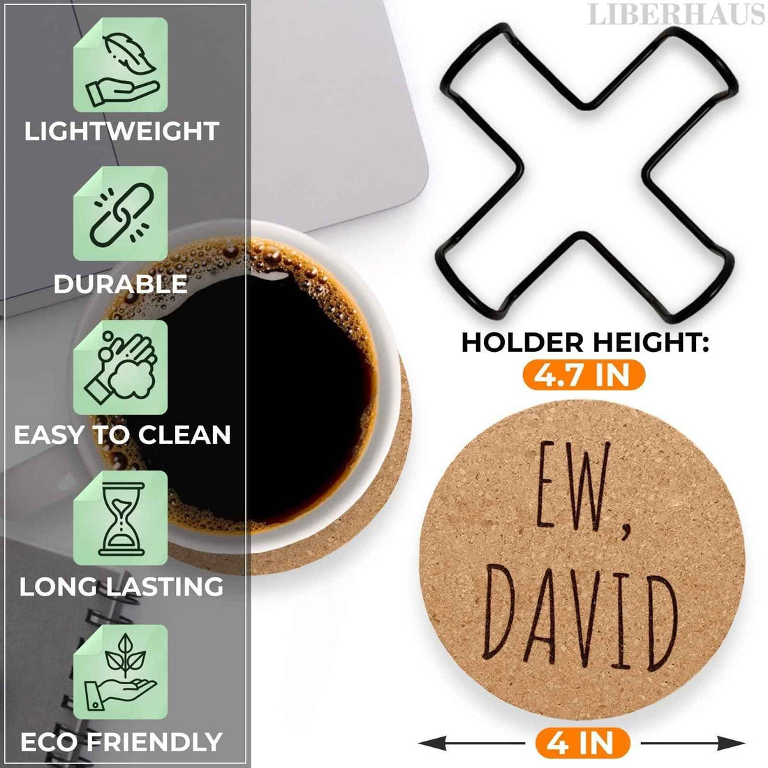 Cork Coasters for Drinks Coasters Set of 6 with Holder Funny Coasters for Adults Cup Coasters for Coffee Table Home Bar Wedding Absorbent Coasters Mat Cups Cool Decor Unique Coaster Gift