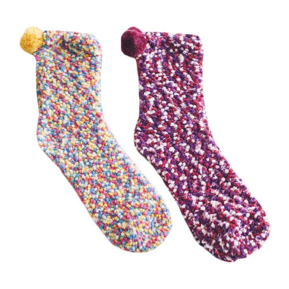  Winter Warm Coral Fleececalf Colourful Purple Womens Socks 