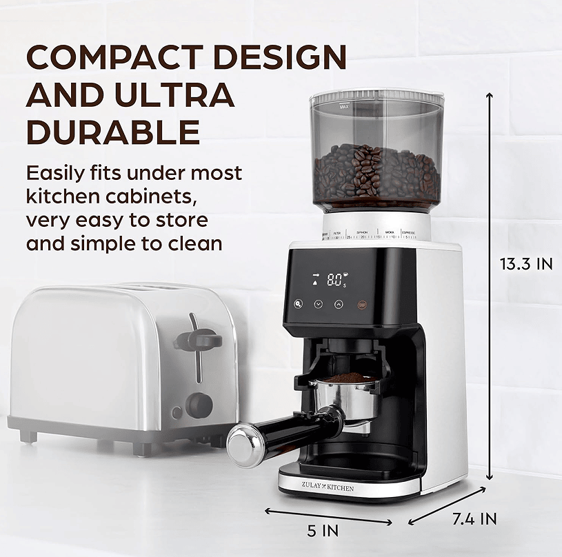 PSCG018 Professional tapered burr coffee grinder 51 gear adjustment powder mesh IMD Touch control Taper unburr electric coffee grinding bean bin 350g powder bin 150g LED