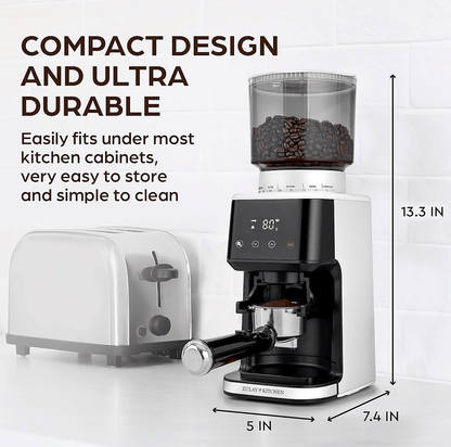 PSCG018 Professional tapered burr coffee grinder 51 gear adjustment powder mesh IMD Touch control Taper unburr electric coffee grinding bean bin 350g powder bin 150g LED