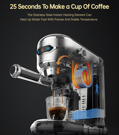 capsule + coffee powder + milk foam 3-in-1 semi-automatic coffee machine 19Bar extraction mocha Nestle espresso 1 cup / 2 cup, electronic button powder hammer 51mm touch sensing 1450W steam