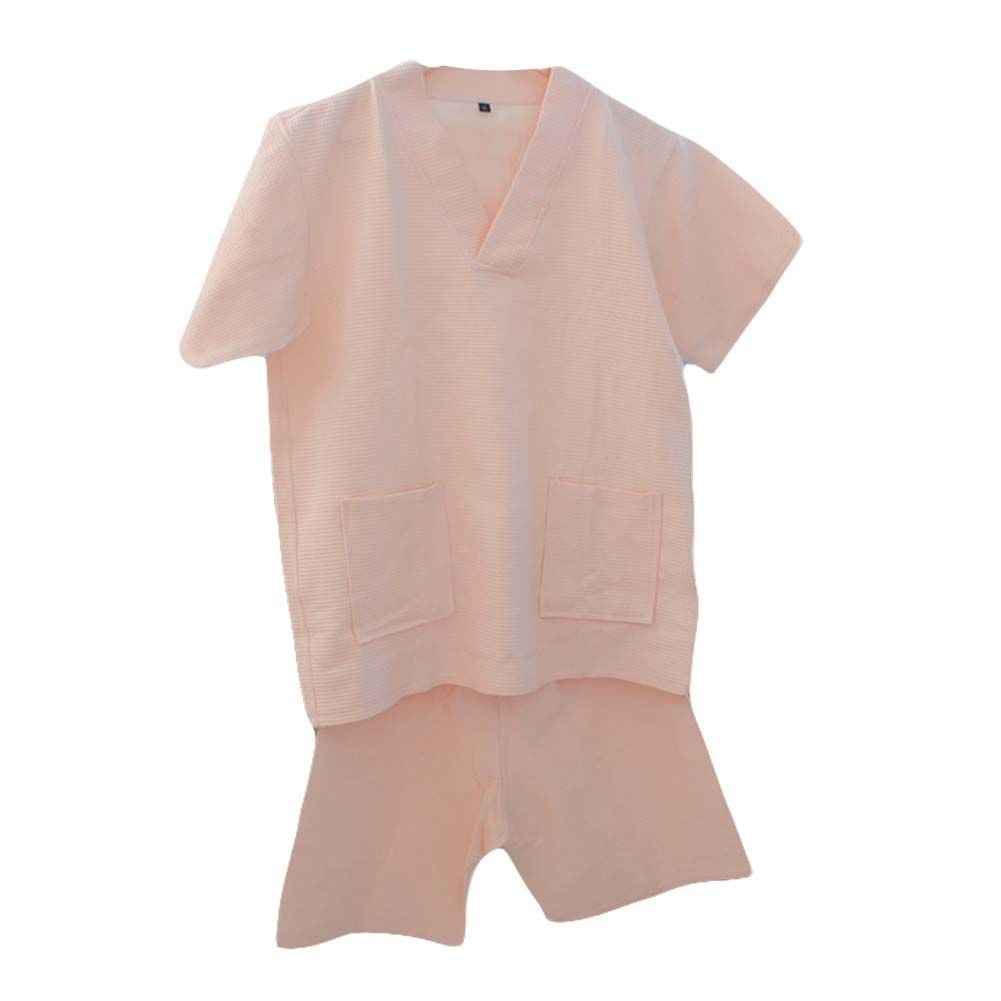 Light Yellow Cotton Khan Steam Suit Mens Short Pajamas