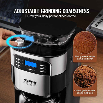 VEVOR 8-Cup Coffee Maker Drip Coffee Machine with 24-Hour Timer for Auto Brew