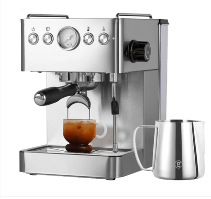 PSG3005H Semi-Automatic Coffee Machine 1500W Coffee Machine 15Bar Espresso Coffee ULKA High-Pressure Pump Extracts 1/2 Cup of Espresso Coffee Machine 1.7L Water Tank Steam Milk Foamer/Steam Stick Ele